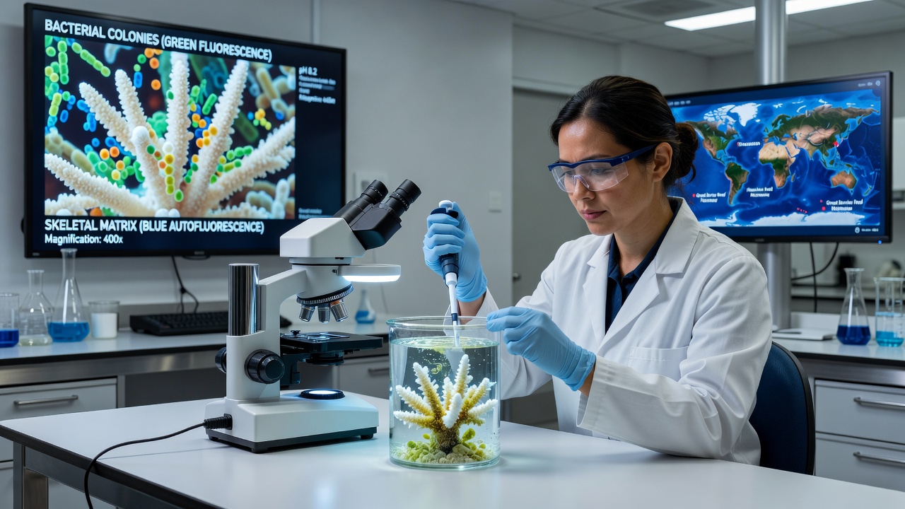 Field sampling setup measuring bacterial activity and carbonate chemistry inside a reef sediment pocket