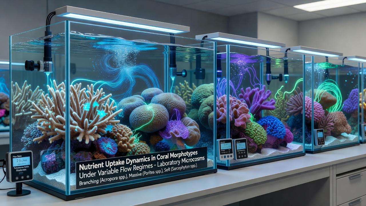 Nutrient Uptake Dynamics in Different Coral Morphotypes Within Variable Flow Regimes of Laboratory Microcosms